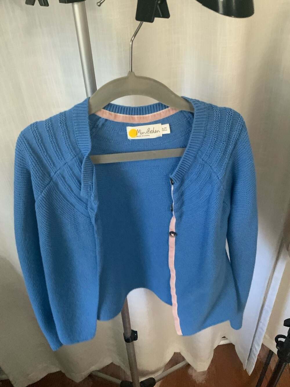 Mini Boden Cardigan Sweater Girls Size 6-7Y Blue Knit